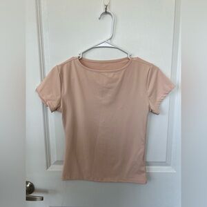 Womens pink athletic active short sleeve top